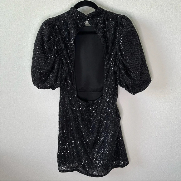 CAMILA COELHO Cassie Mini Glitter Black Dress SZ M - Picture 9 of 11